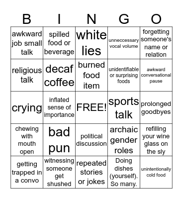 Thanksgiving Bingo Card