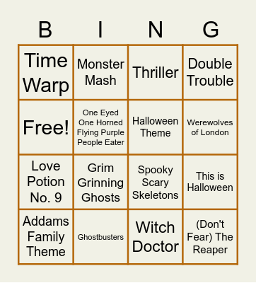 Halloween Bingo Card