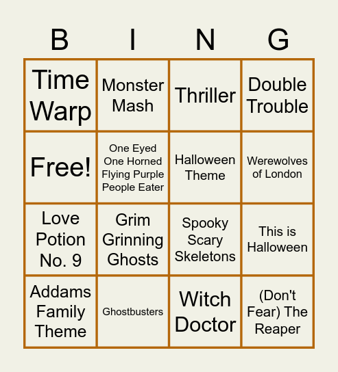 Halloween Bingo Card