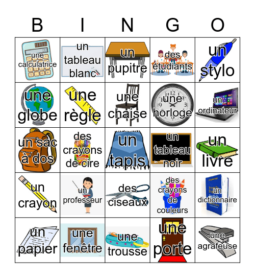 French Classroom 2 - Mme. Attia Bingo Card