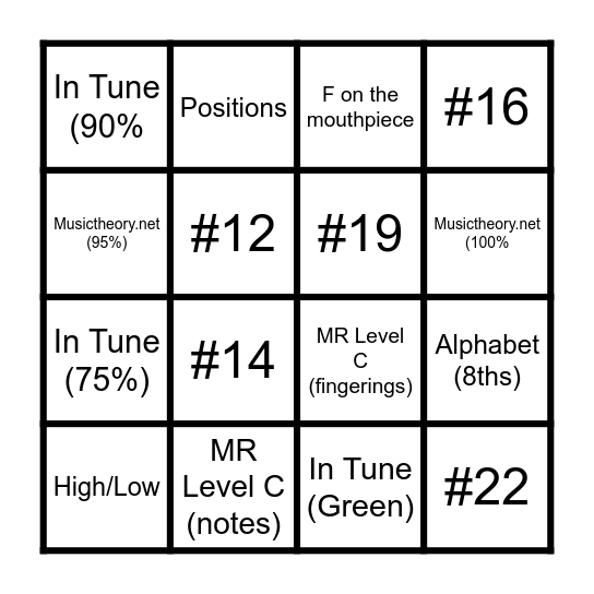 Trumpet Bingo #3 (Due 11/5/20) Bingo Card