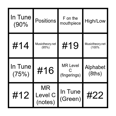 Low Brass Bingo #3 (Due 11/5/20) Bingo Card
