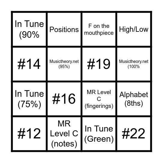 Low Brass Bingo #3 (Due 11/5/20) Bingo Card