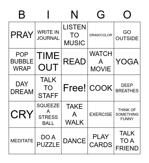 COPING BINGO Card