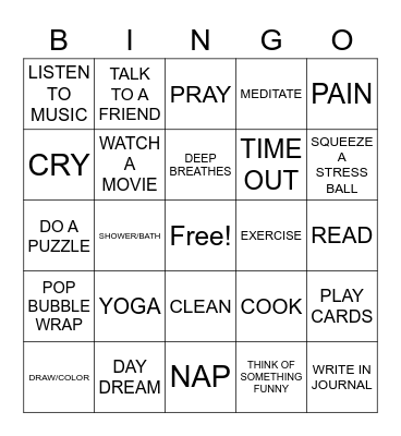 COPING SKILLS BINGO Card