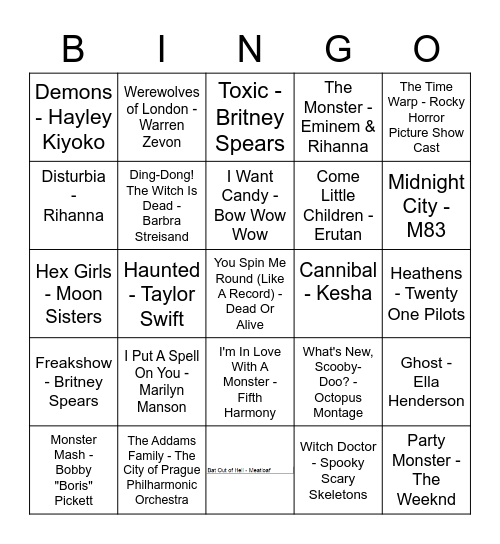 Halloween Bingo Card