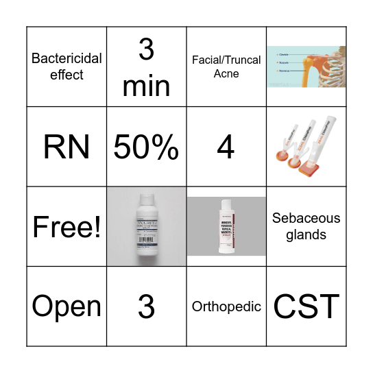 Benzoyl Peroxide In-Service Bingo Card