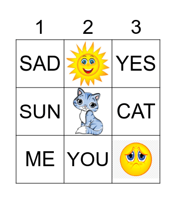 SITE WORD BINGO Card