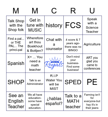 High School Parent Teacher Conferences Bingo Card