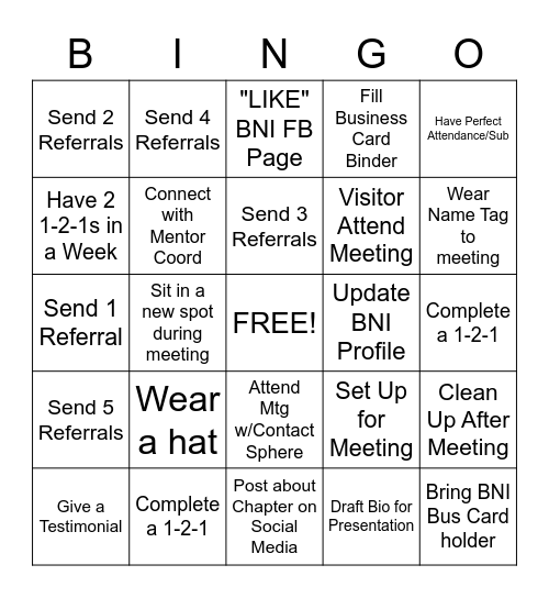 BNI FORT BEND BINGO Card