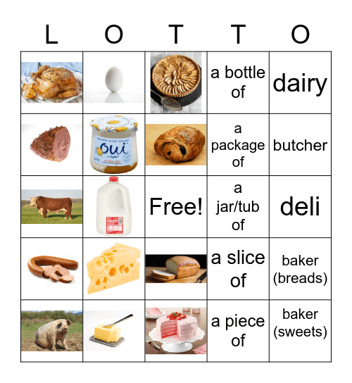 Nous allons faire les courses! Bingo Card