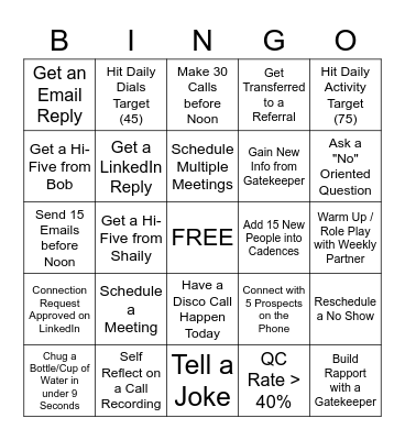 Sales Dev Bingo Card