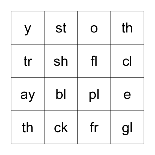 PHONICS CHART BINGO Card