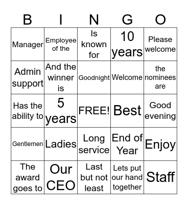 Servus End of Year Function BINGO!!! Bingo Card