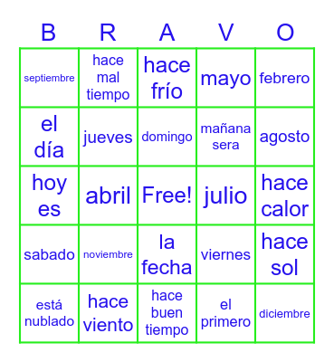 El calendario Bingo Card