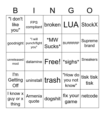Michael Bingo Card