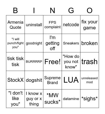 Michael Bingo Card