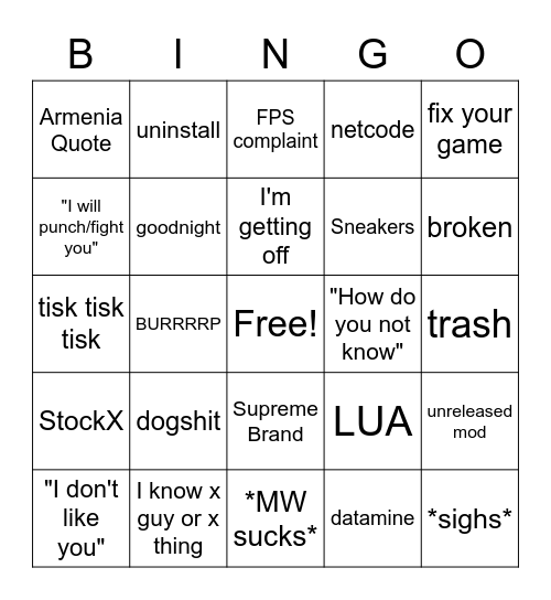 Michael Bingo Card