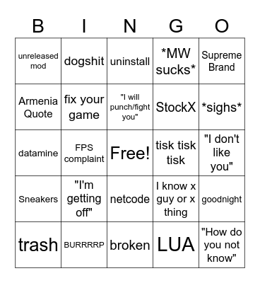 Michael Bingo Card