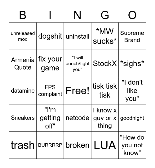 Michael Bingo Card