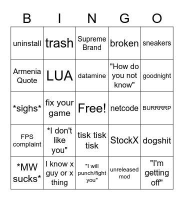 Michael Bingo Card