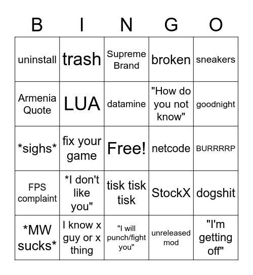 Michael Bingo Card