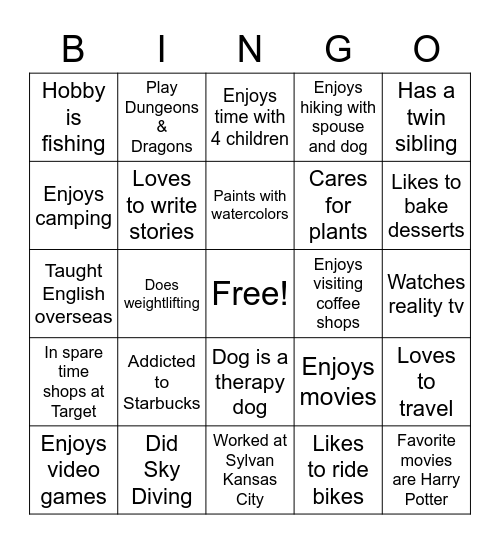 Getting to know your co-workers Bingo Card