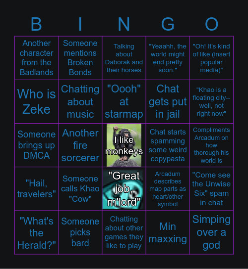 Session 0 Bingo Card