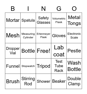 Lab Equipment Bingo Card