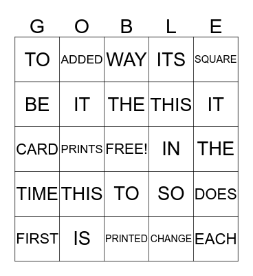 THANKSGIVING BINGO Card