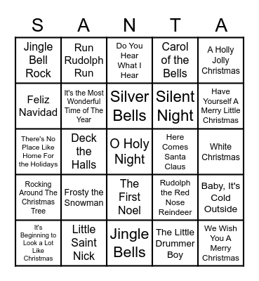 Christmas Carol Music Bingo Card