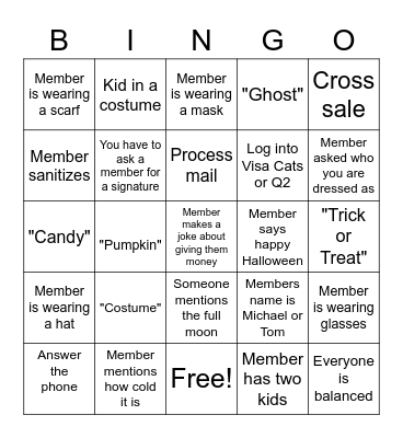 Halloween Bingo Card