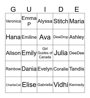 2ndthornhillguides Bingo Card