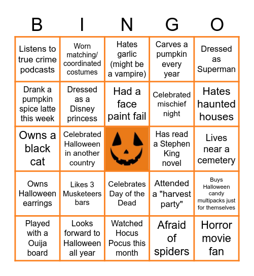 Halloween Bingo! Bingo Card