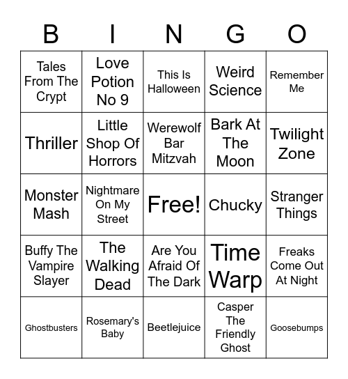 Halloween Bingo Card