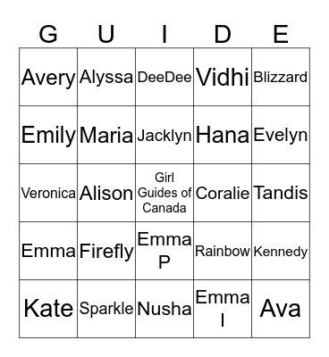 2ndthornhillguides Bingo Card