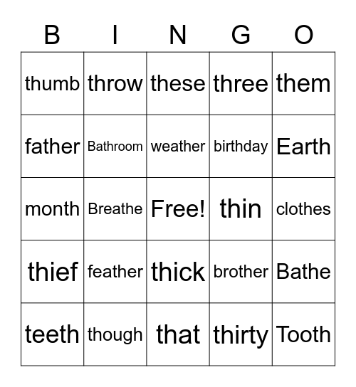 th Bingo Card