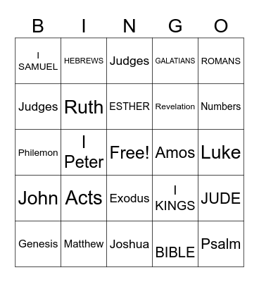 BOOKS OF THE BIBLE BINGO Card