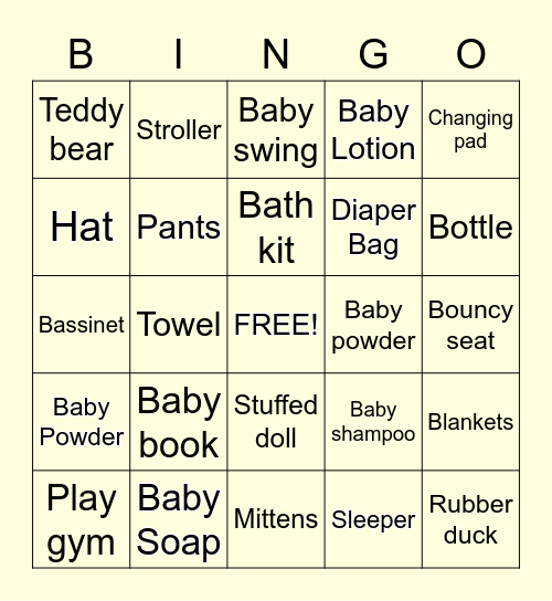 Himani's baby shower Bingo Card