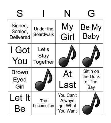 Musical Bingo Card