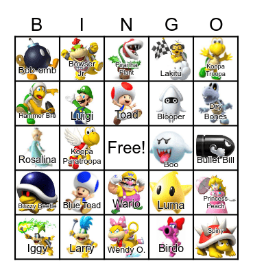 Mario World Bingo Card