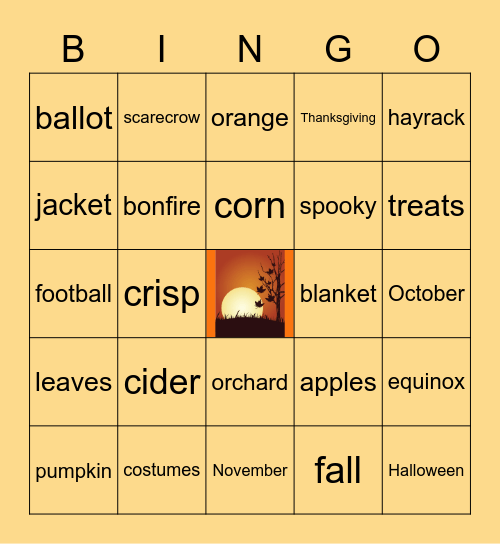 Autumn Bingo Card