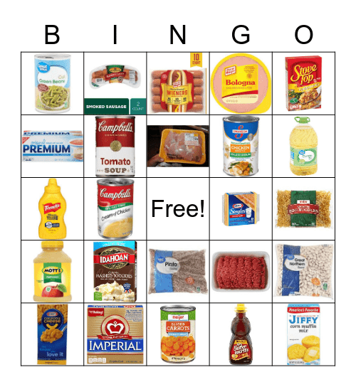 Food Pantry Bingo Card