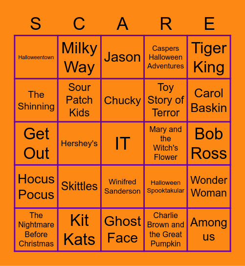 Waldo Hall Spooky Bingo 1 Bingo Card