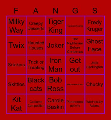 Waldo Hall Spooky Bingo 2 Bingo Card