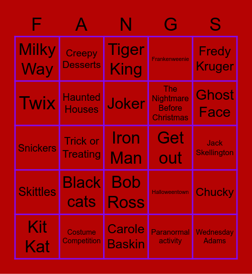 Waldo Hall Spooky Bingo 2 Bingo Card
