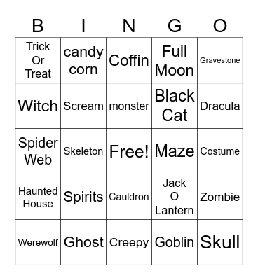 Happy Halloween Bingo Card