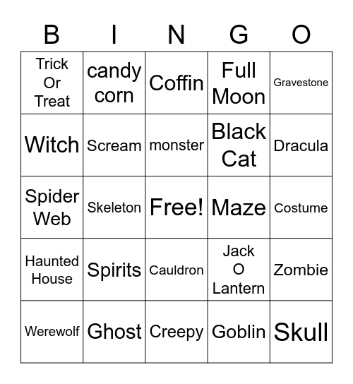 Happy Halloween Bingo Card