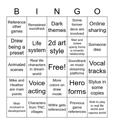 Drawn to Life: Two Realms Bingo Card