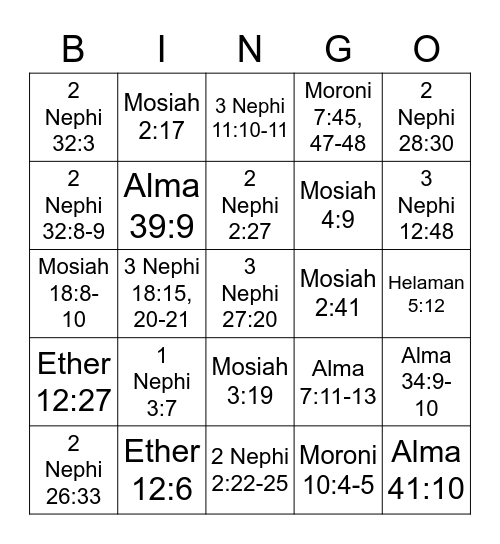 EP Doctrinal Mastery Bingo Card